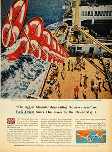 1964 Ad P&O Orient Lines Cruise Ship Deck Volley Ball - ORIGINAL ADVERTISING TM6