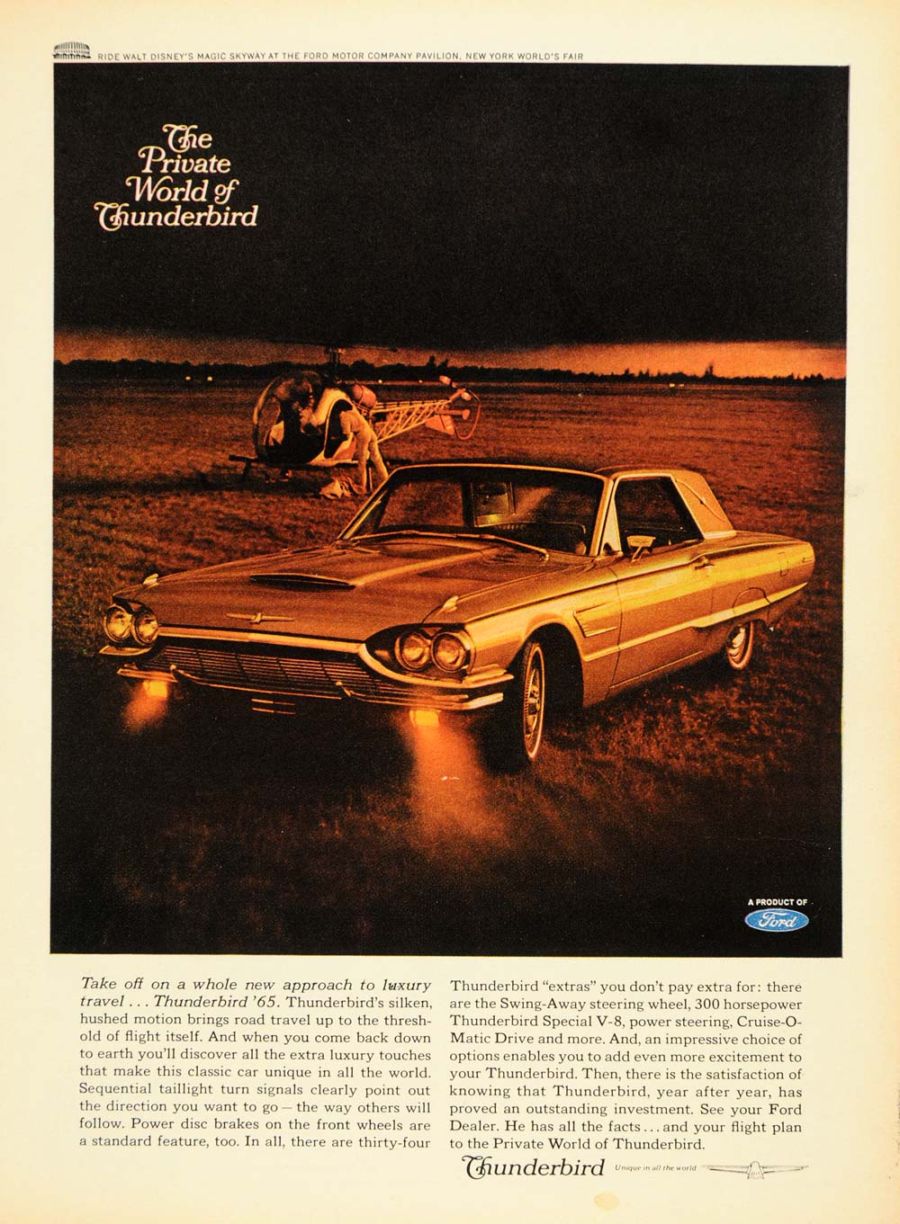 1965 Ad Ford Motor Co. Thunderbird v-8 Automobile - ORIGINAL ADVERTISING TM6