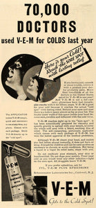 1935 Ad Schoonmaker Laboratories Inc VEM Nasal Ointment - ORIGINAL TM6