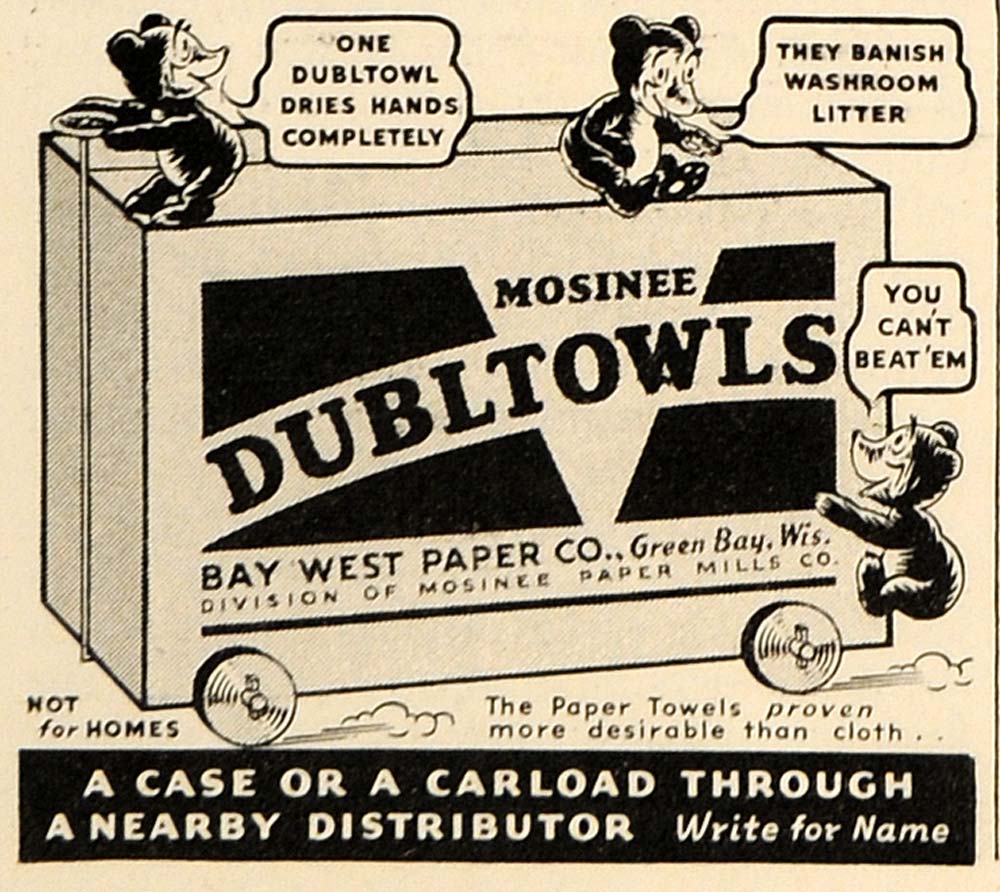 1935 Ad Bay West Paper Co. Mosinee Dubltowls Green Bay - ORIGINAL TM6