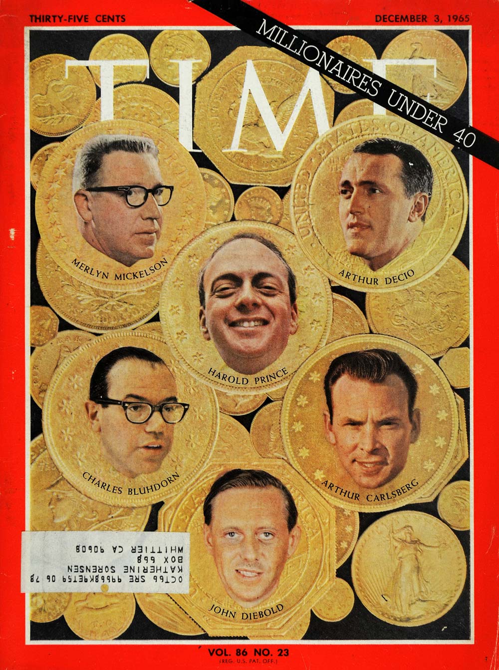 1965 Cover Time Newsmagazine Millionaires Harold Prince - ORIGINAL TM6