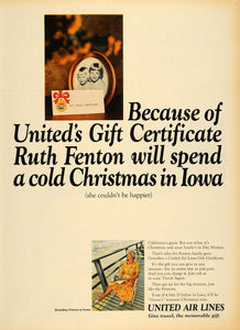 1965 Ad United Air Lines Gift Certificate Christmas - ORIGINAL ADVERTISING TM6