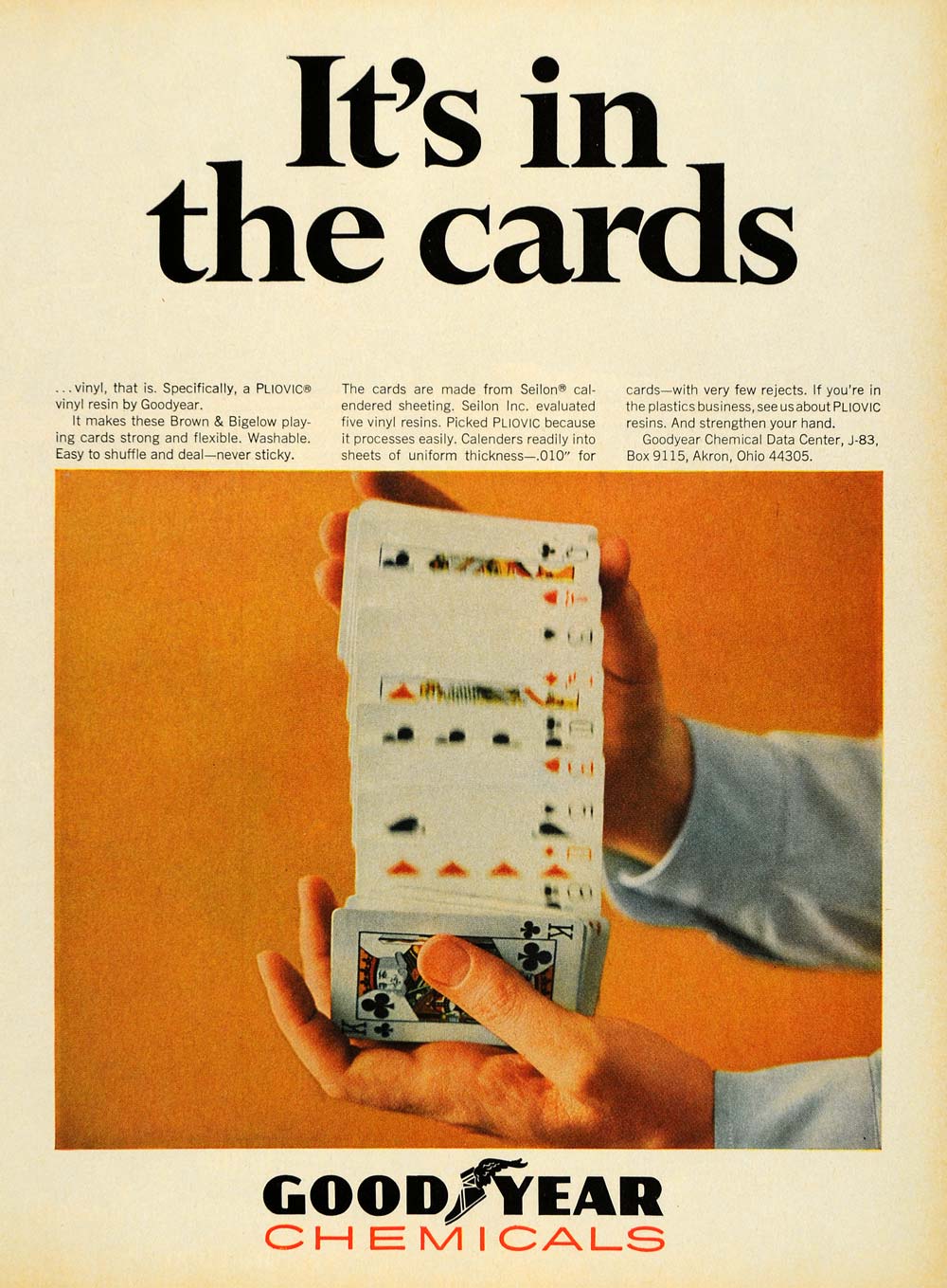 1965 Ad Goodyear Chemical Data Center Playing Cards - ORIGINAL ADVERTISING TM6