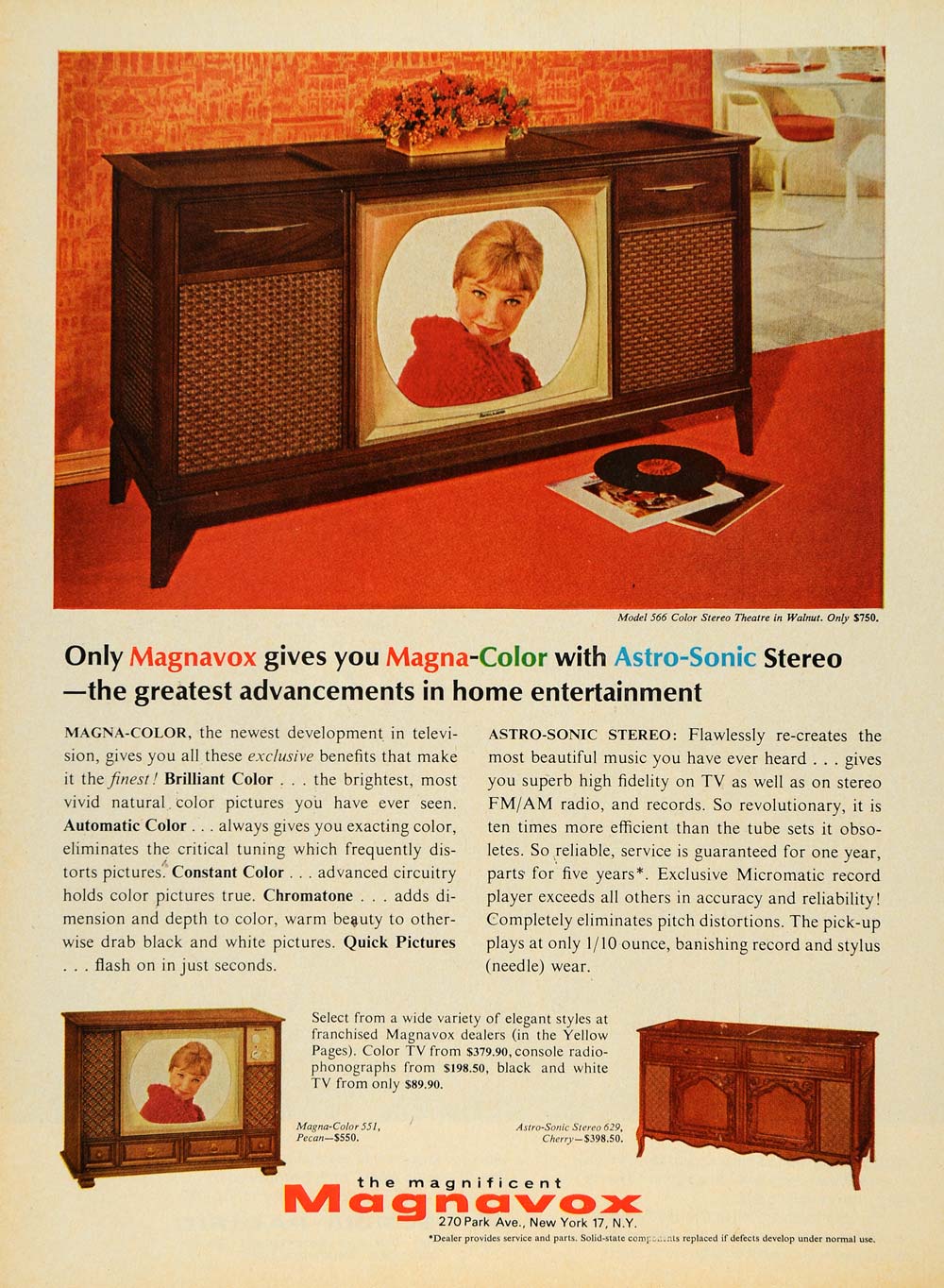 1965 Ad Magnavox Model 566 Color Stereo Theatre TV - ORIGINAL ADVERTISING TM6
