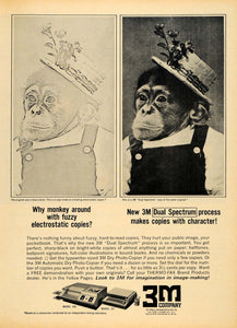 1965 Ad 3M Co Black White Dry Photo Copier Chimpanzee - ORIGINAL ADVERTISING TM6