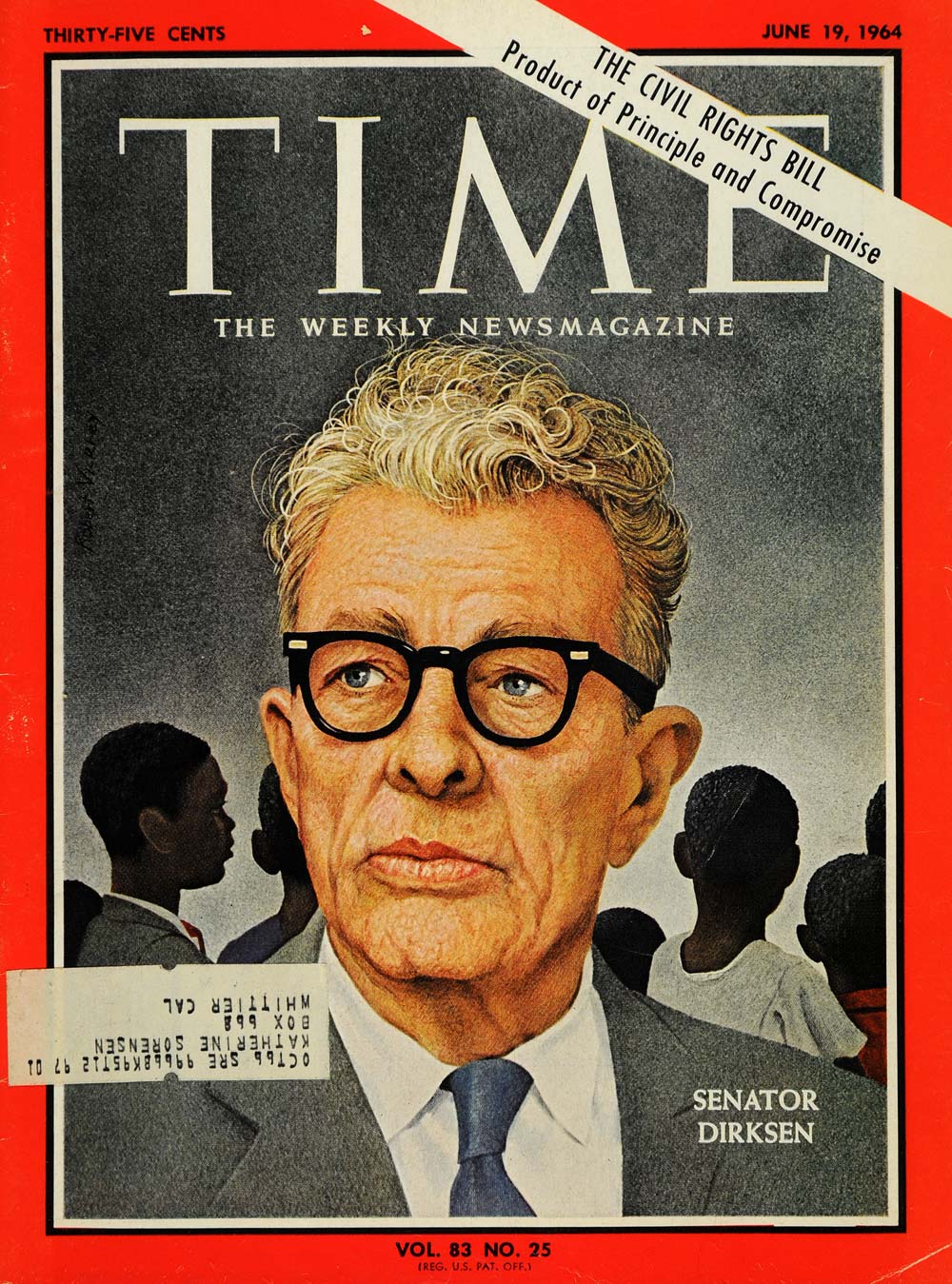 1964 Cover Time U.S. Senator Everett Dirksen Republican - ORIGINAL TM6