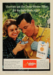 1964 Ad Viceroy Deep-Weave Filter Cigarettes Grilling - ORIGINAL ADVERTISING TM6