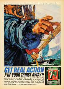 1964 Ad 7UP Soda Pop Sailboat Sailing B. Peak Art - ORIGINAL ADVERTISING TM6