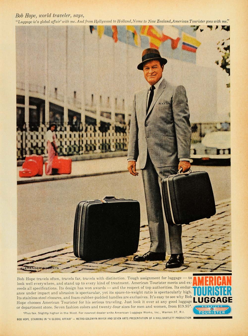 1964 Ad Bob Hope American Tourister Luggage A. Roberts - ORIGINAL TM6
