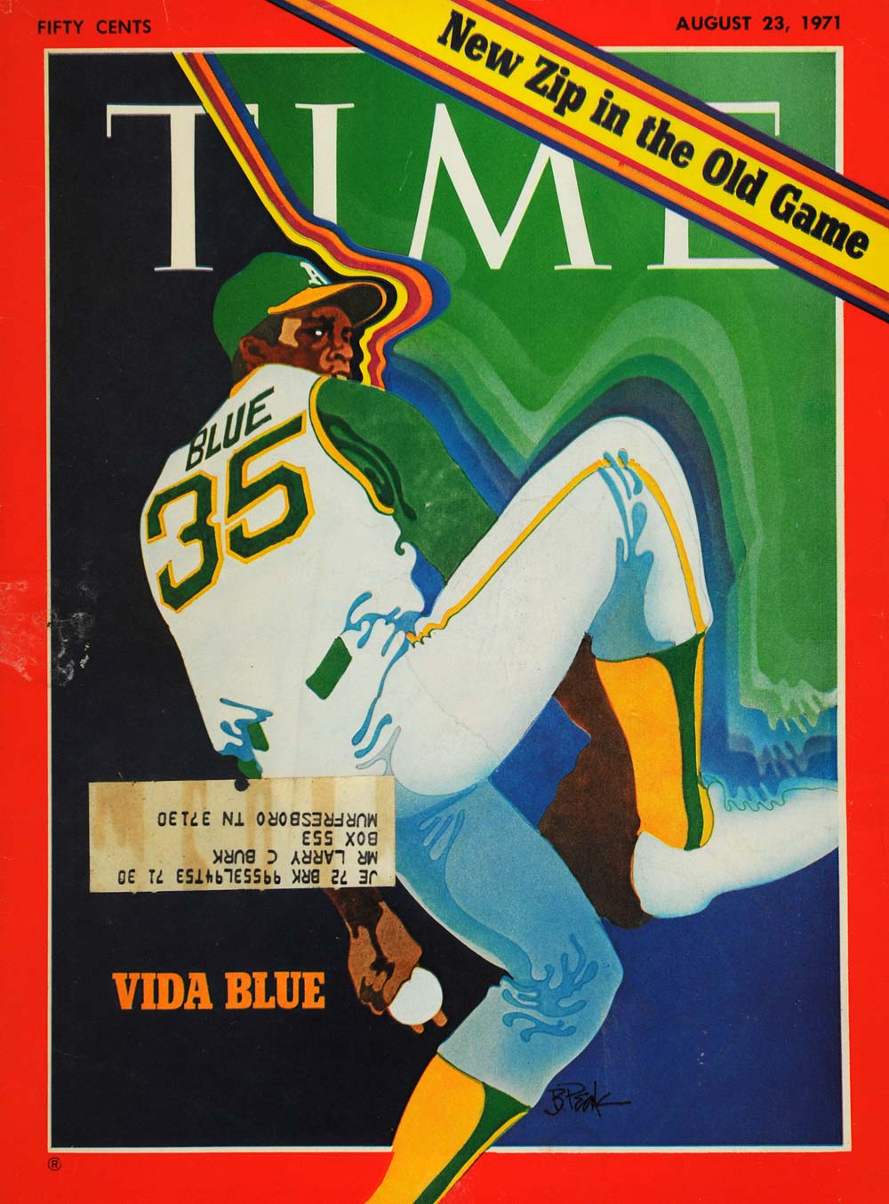 1971 Cover Time Oakland A's Baseball Pitcher Vida Blue - ORIGINAL TM7