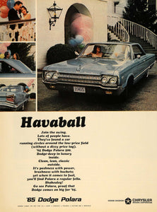 1965 Ad Havaball Dodge Polara 500 Chrysler Vintage Car - ORIGINAL TM7