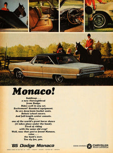 1965 Ad Thoroughbred Dodge Monaco Chrysler Car Horse - ORIGINAL ADVERTISING TM7