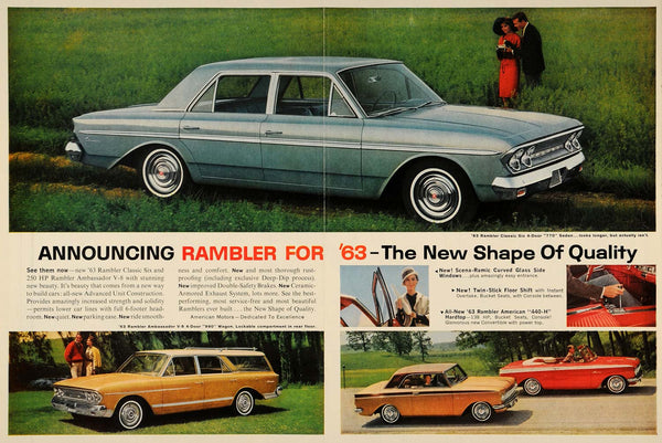 アメリビンテージ 1962 Ad 63 Rambler Classic Six Ambassador V-8 Wagon Car - ORIGINAL