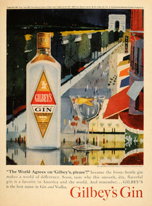 1961 Ad John Moodie Illustration Gilbeys Gin Vodka - ORIGINAL ADVERTISING TM7