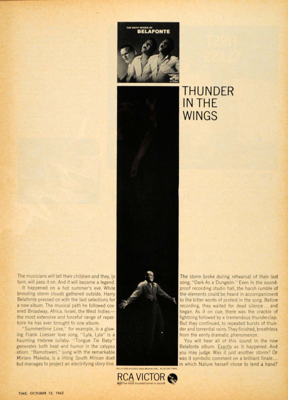 1962 Ad Harry Belafonte RCA Victor Stereo Radio Tape - ORIGINAL ADVERTISING TM7