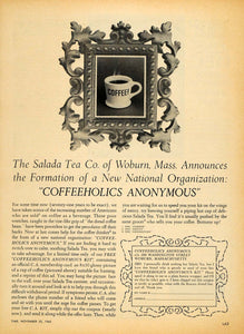 1963 Ad Salada Tea Company Coffeeholics Anonymous Kit - ORIGINAL ADVERTISING TM7