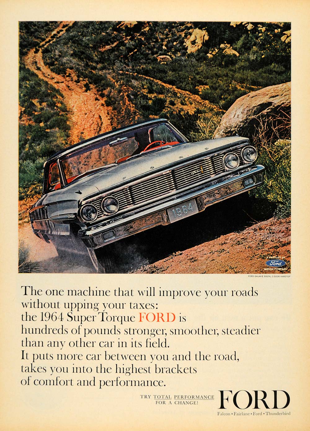 1963 Ad 1964 Super Torque Ford Car Comfort Performance - ORIGINAL