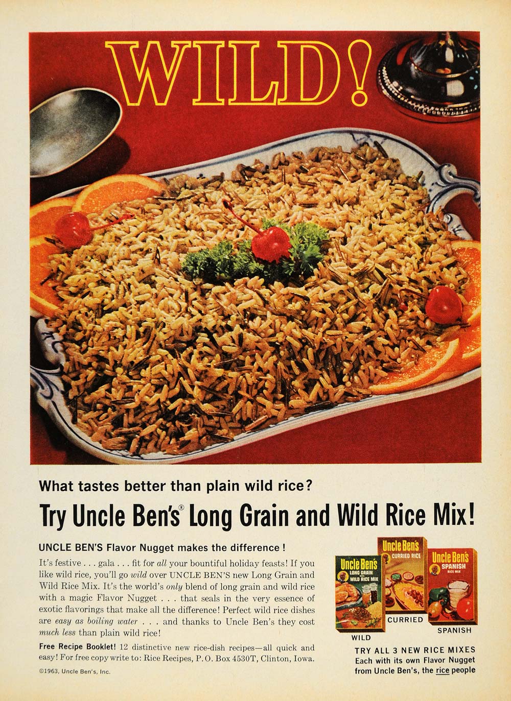 1963 Ad Uncle Bens Long Wild Rice Mix Flavor Nugget - ORIGINAL ADVERTISING TM7