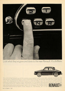 1963 Ad Renault Dauphine Economy Sedan Shiftless Car - ORIGINAL ADVERTISING TM7