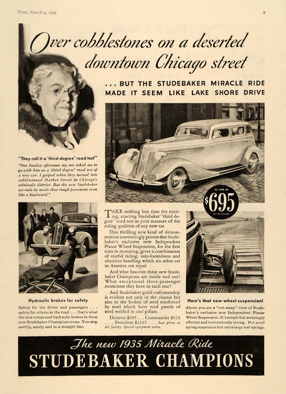 1935 Ad Miracle Ride Studebaker Lake Shore Dr. Chicago - ORIGINAL TM7