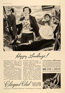 1935 Ad Clicquot Club Ginger Ale Downhill Snow Skiing - ORIGINAL ADVERTISING TM7