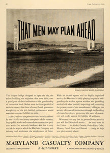 1935 Ad Maryland Casualty Insurance Golden Gate Bridge - ORIGINAL TM7