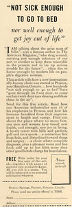 1935 Ad Preston Springs Health Sick Sanitarium Canada - ORIGINAL ADVERTISING TM7