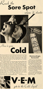 1935 Ad V-E-M Nasal Ointment Applicator Cold Relief - ORIGINAL ADVERTISING TM7