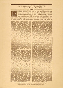 1917 Photogravure Daniel Webster Portrait Statesman Senator Massachusetts TMM1