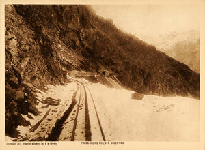 1916 Photogravure Transandine Railway Railroad Track Andes Mountains TMM1
