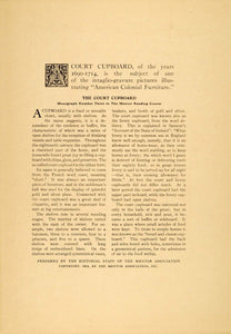 1914 Intaglio Print Jacobean Court Cupboard Furniture Chest Drawers Antique TMM1