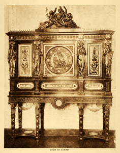 1913 Intaglio Print Louis XVI Seize Cabinet French Furniture George TMM1