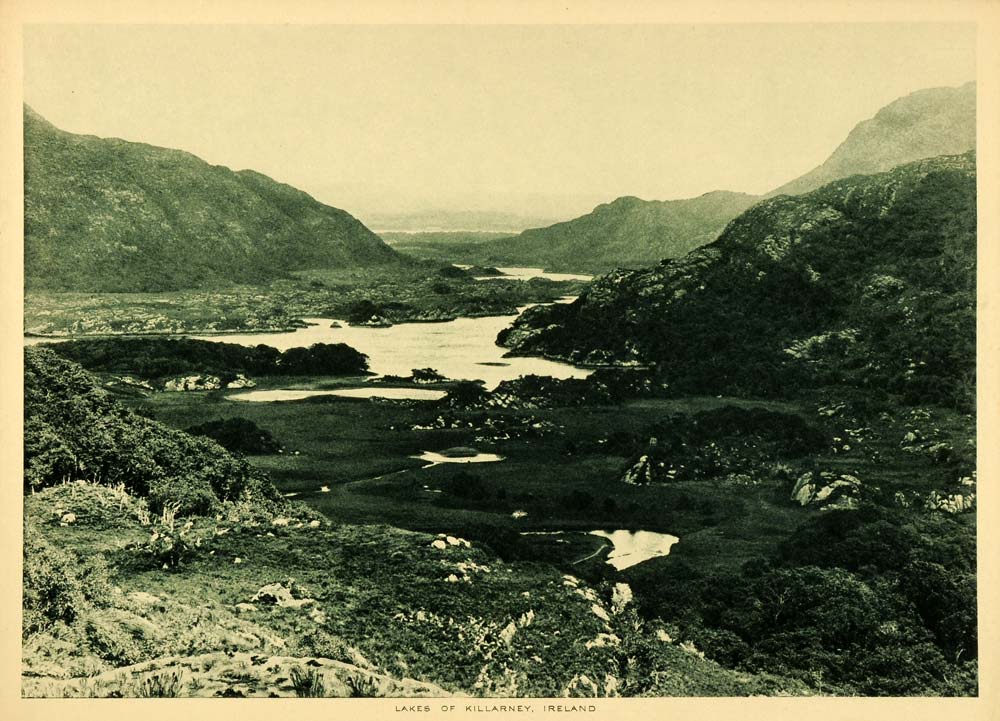 1913 Photogravure Lakes of Killarney Ireland Lough Leane Muckross Lake TMM1