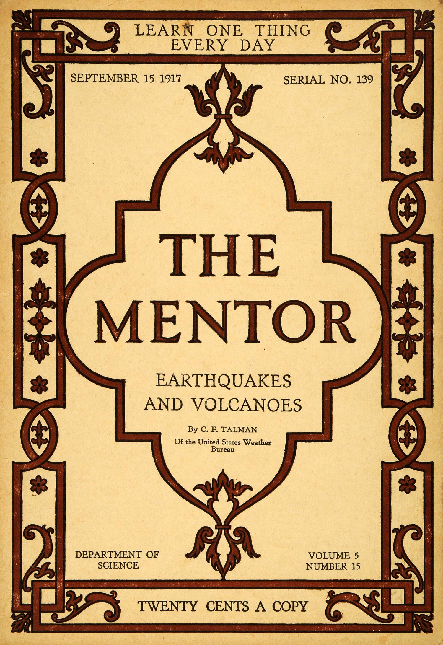 1917 Cover The Mentor C.F. Talman Earthquake Volcano Arts & Crafts TMM1