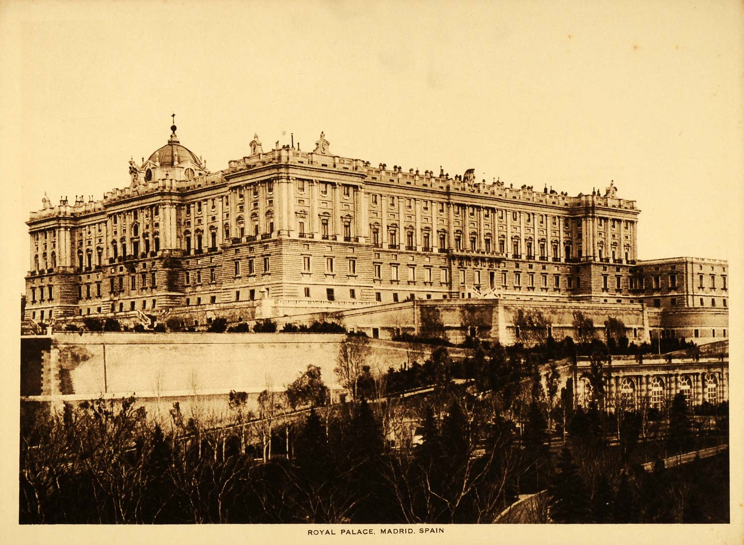 1913 Intaglio Print Palacio Real de Madrid Royal Palace Spanish TMM1