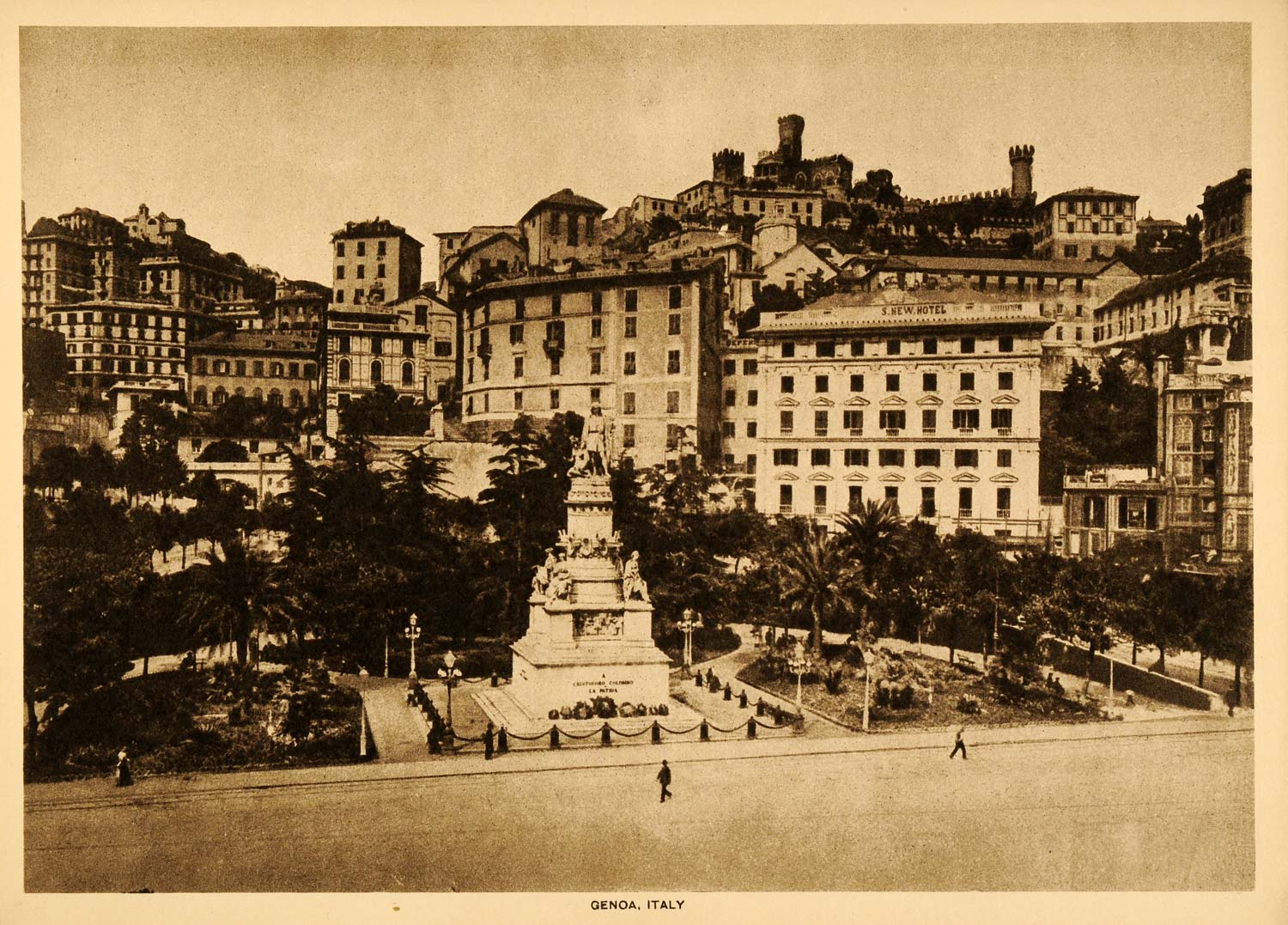 1913 Intaglio Print Genoa Genova Italy Liguria Seaport City Architecture TMM1