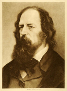 1913 Intaglio Print Alfred Lord Tennyson Portrait Poet Laureate England TMM1