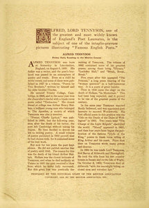 1913 Intaglio Print Alfred Lord Tennyson Portrait Poet Laureate England TMM1