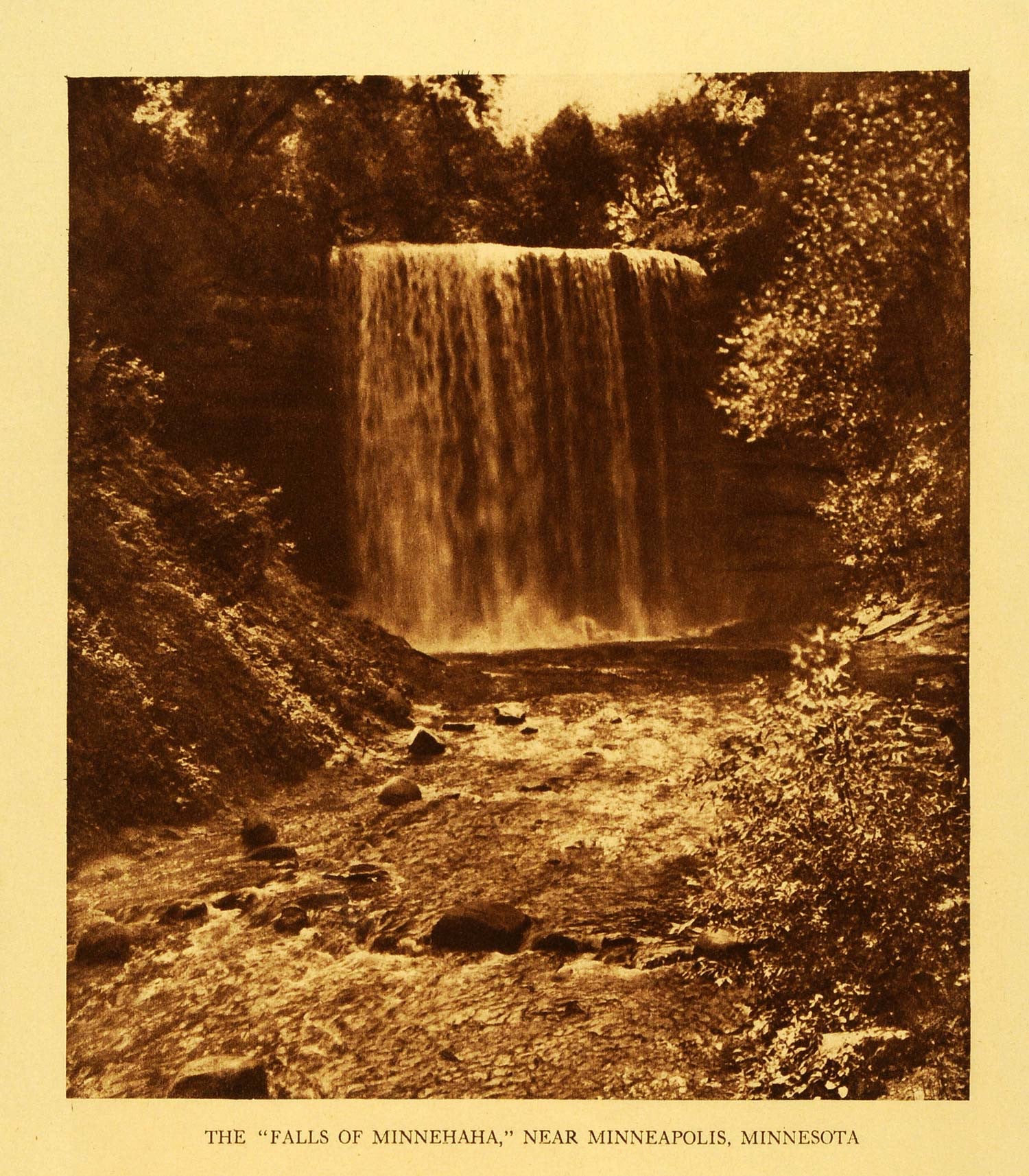 1923 Rotogravure Fall Minnehaha Minneapolis Minnesota Waterfall Scenery TMM1 - Period Paper
