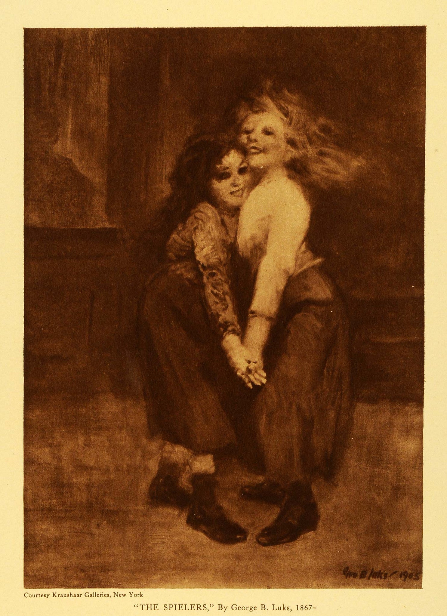 1923 Rotogravure Spielers George Luks Kraushaar Galleries New York Children TMM1 - Period Paper
