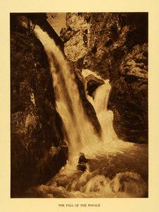 1925 Rotogravure Ponale Waterfall Italy River Lake Garda Landscape Scenery TMM1