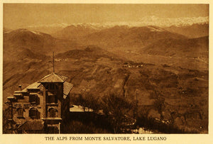 1925 Rotogravure Alps Monte San Salvatore Lake Lugano Hotel Restaurant TMM1