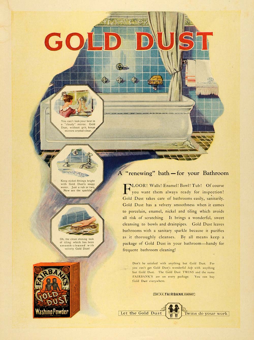 1919 Ad NK Fairbank Gold Dust Washing Powder Black Americana Twins Home TMP2