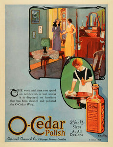 1919 Ad O Cedar Wood Furniture Polish Bottle Housekeeping Maid Channell TMP2