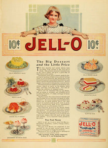 1918 Ad Jello Mold Desserts Flavors Salad Bavarian Rice Cream Genesee Pure TMP2
