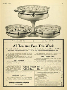 1914 Ad Quaker Oats Puffed Wheat Rice Breakfast Cereal Professor Anderson TMP2