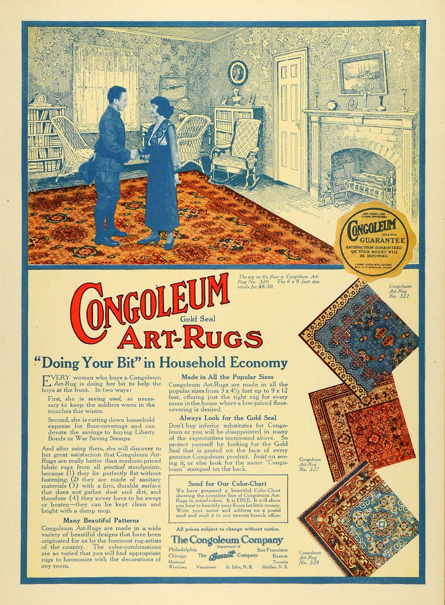 1918 Ad Congoleum Decorative Art Rugs Floor Coverings Home Decor Patte ...