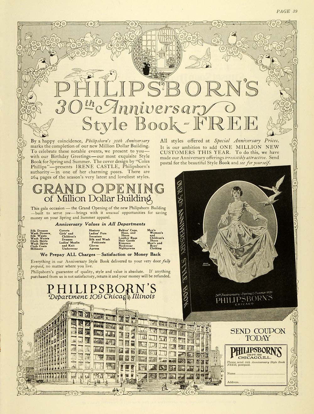 1920 Ad Philipsborn 30th Anniversary Department Retail Clothing Store TMP2
