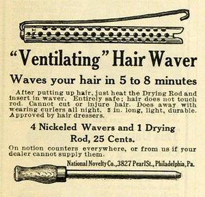 1914 Ad Beauty Products Ventilating Hair Waver Drying Rod Curls Hair TMP2 - Period Paper
