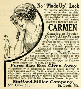 1914 Ad Stafford-Miller Co Carmen Complexion Powder Beauty Products TMP2